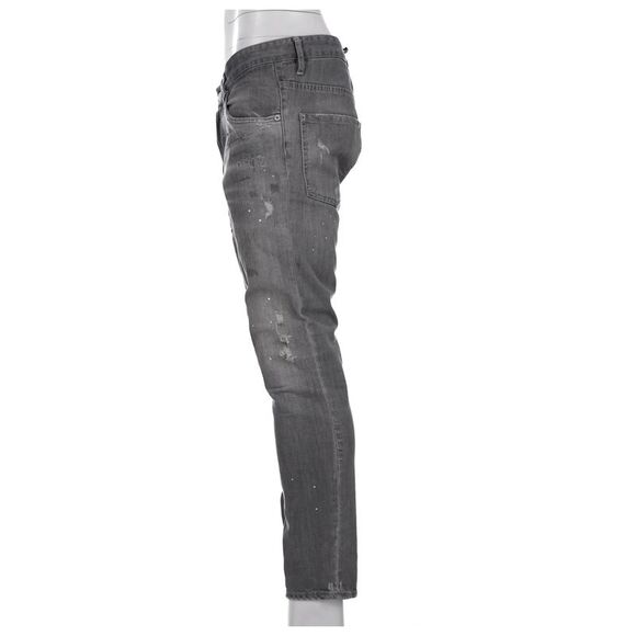 Dsquared2 Distressed Slim-Fit Jeans in Grey Cotton Denim